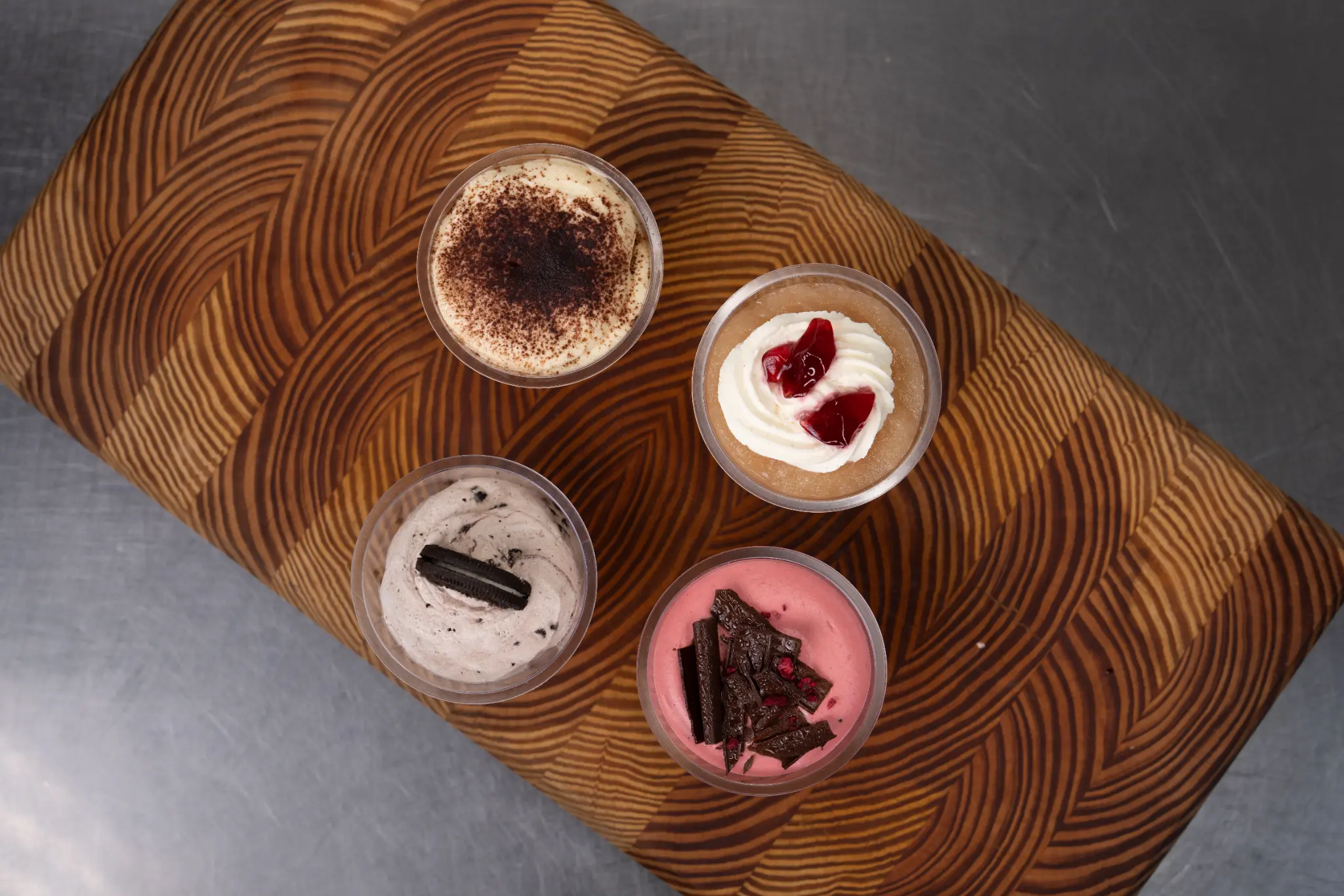Desserter i glas fra en tidligere MÆSK-ugemenu